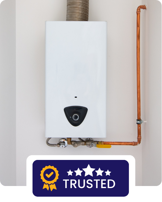 Wall-mounted tankless water heater with trusted installation by Bucky's Water Heaters Now