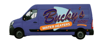 Bucky's Water Heaters Now branded service van representing expert water heater installation and repairs in Calgary